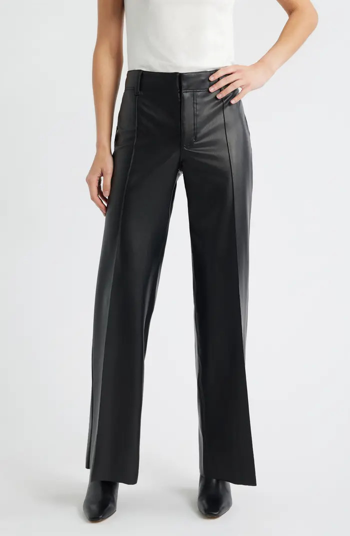 Pintuck Faux Leather Wide Leg Pants | Nordstrom