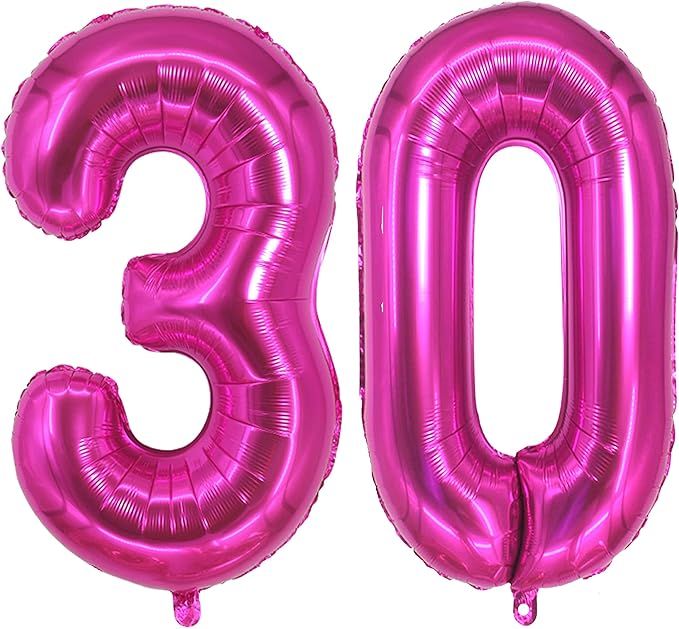 Hot Pink Number 30 Balloon Dark Pink Number 30 Balloon Jumbo Giant Big Large Number 30 Foil Mylar... | Amazon (US)