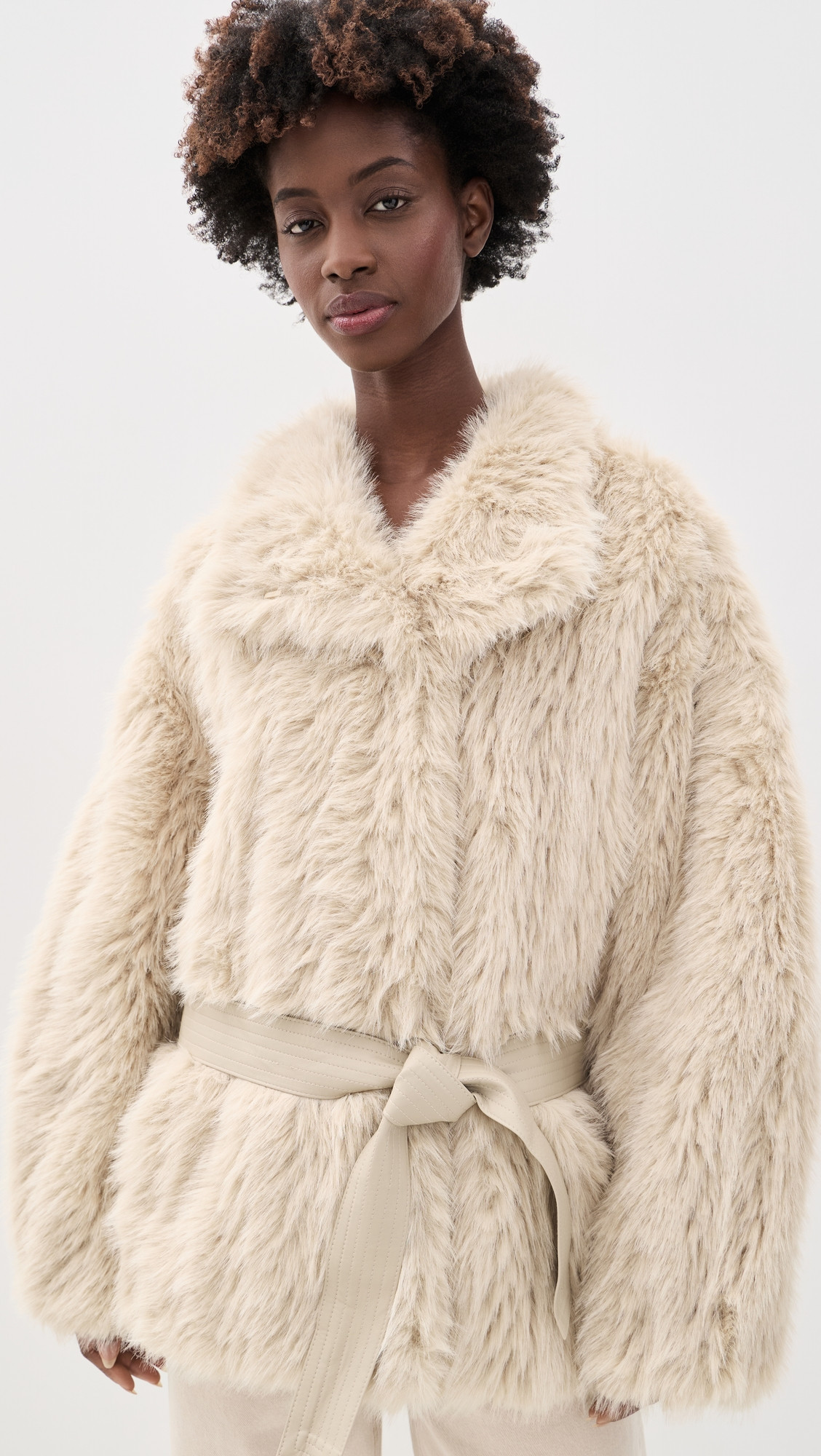 Source Unknown Ilaria Faux Fur Coat Beige XS/S | Shopbop