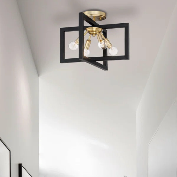 Julien 4 - Light 14.75'' Unique/Statement Square / Rectangle Semi Flush Mount | Wayfair North America