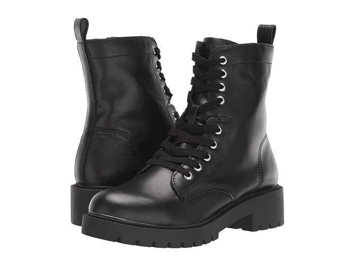 Steve Madden Guided Combat Boot (Black Leather) Women's Boots | Zappos