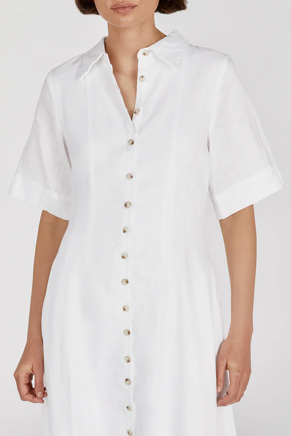 FRANNIE WHITE LINEN SHIRT DRESS | DISSH