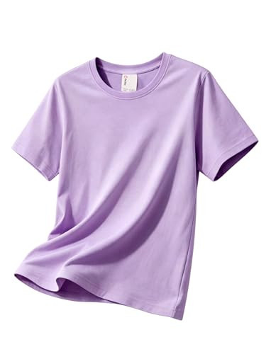 PATPAT Boys Cotton Short Sleeve T-Shirt Kids Crewneck Plain Tees Purple | Amazon (US)