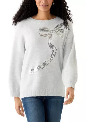Crown & Ivy Women's Shine Bow Sweater | Belk
