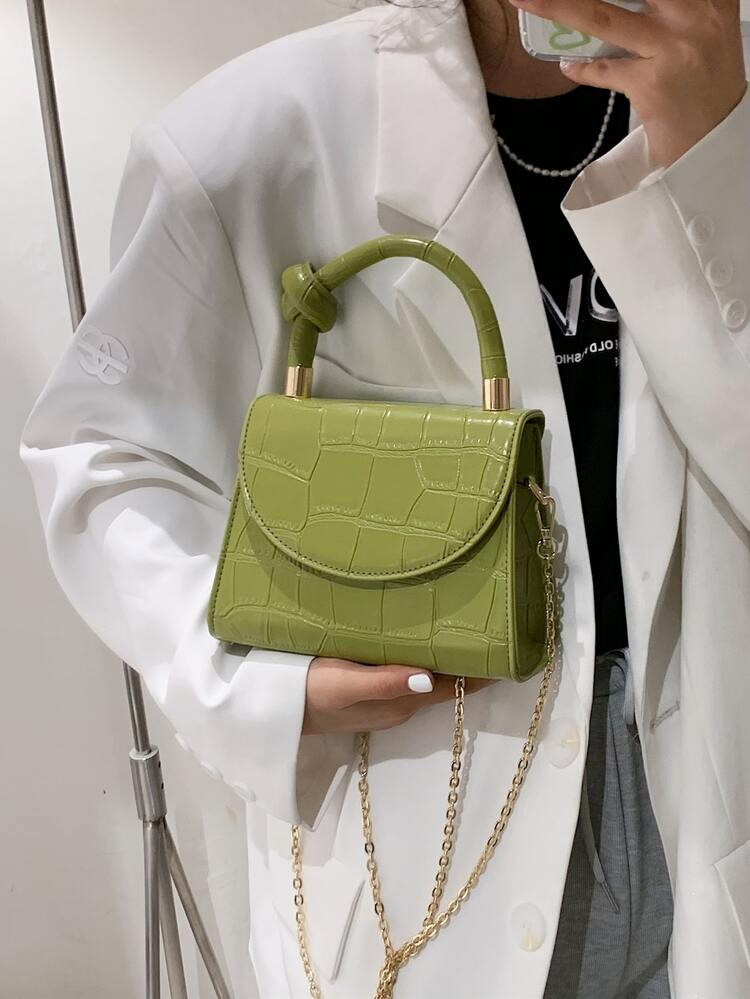 Mini Croc Embossed Satchel Bag | SHEIN