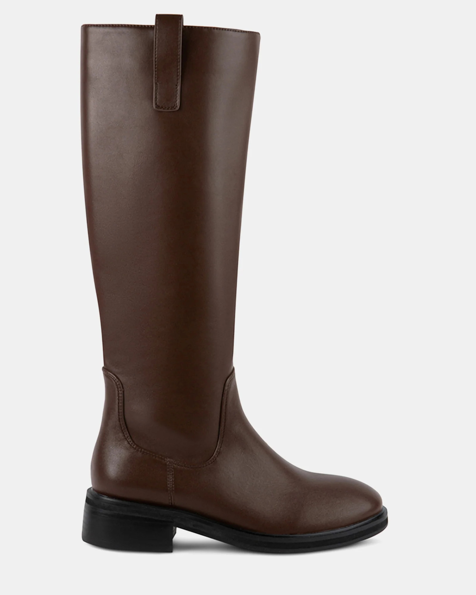 CALM Brown Low Knee-High Boots | Women's Designer Boots | Steve Madden (Canada)