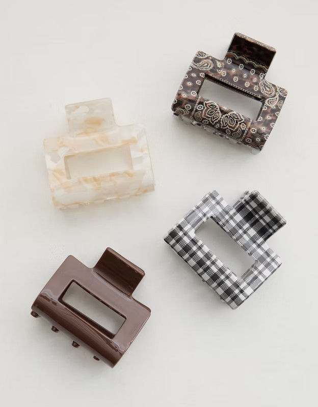 Aerie Square Hair Clip 4-Pack | Aerie