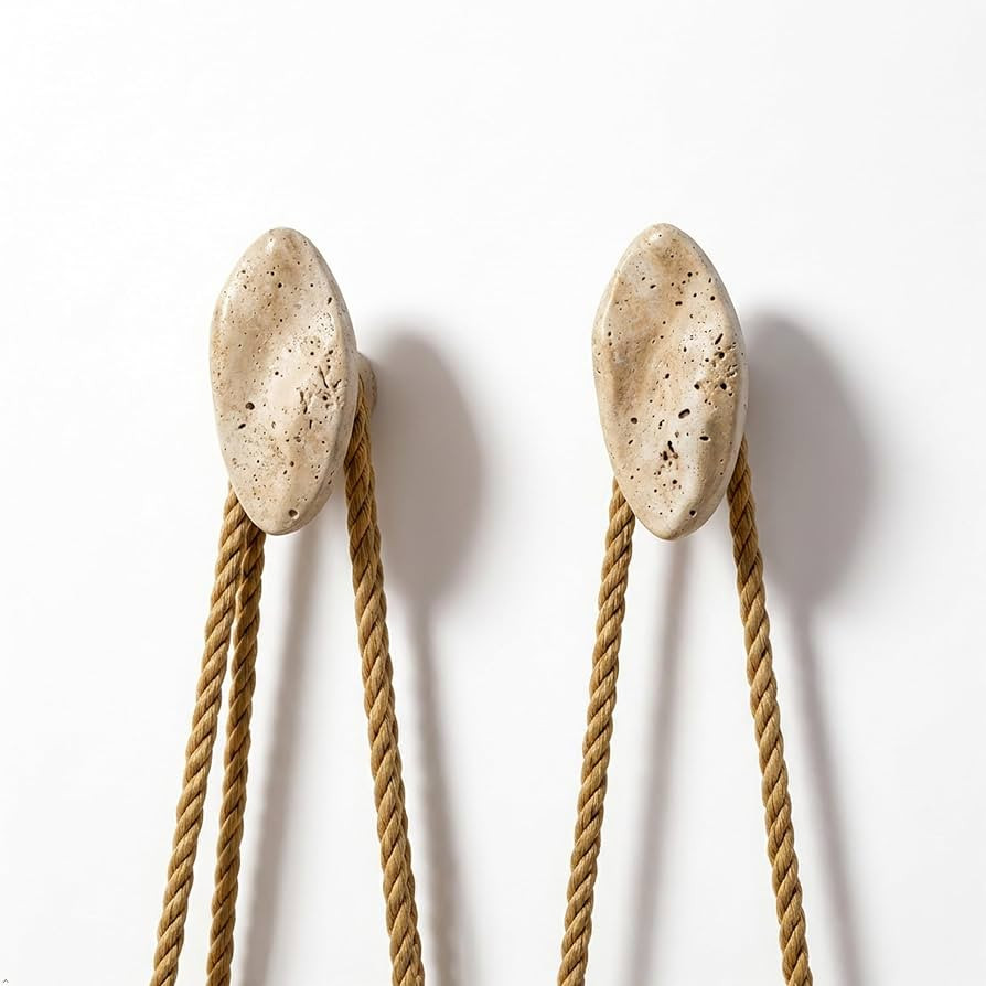 Resin Wall Hooks with Travertine Stone Look,2 Pack,Beige | Amazon (US)