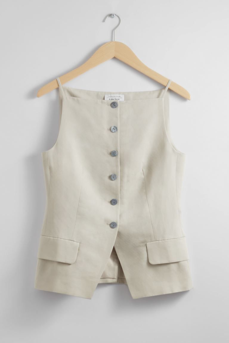 Tailored Strappy Waistcoat - Square neckline - Sleeveless - Mole - Ladies | H&M GB | H&M (UK, MY, IN, SG, PH, TW, HK)