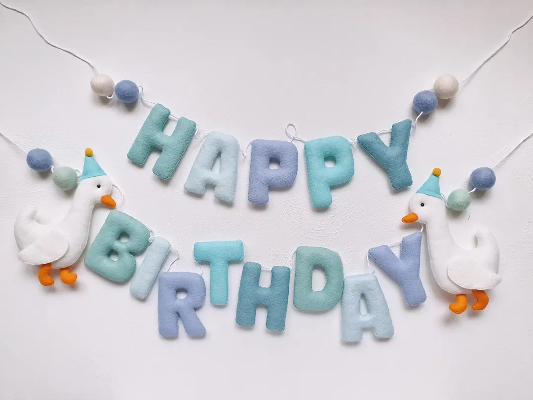 Goose Birthday Felt Banner, Blue Garland, Boy First Birthday Decoration, One Birthday, Silly Litt... | Etsy (US)