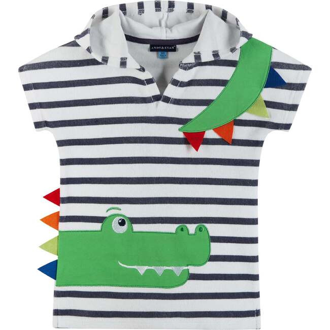 Striped Croc French Terry Cover-Up, Navy And White Stripe | Maisonette
