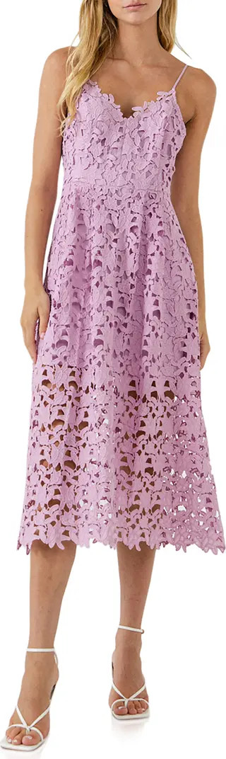 Lace Spaghetti Strap Midi Dress | Nordstrom