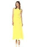 Sharagano Women's Pleated Maxi Dress, Yellow, 14 | Amazon (US)