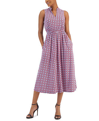 Anne Klein Women's Jenna Floral-Print Sleeveless Midi Dress  & Reviews - Dresses - Women - Macy's | Macys (US)