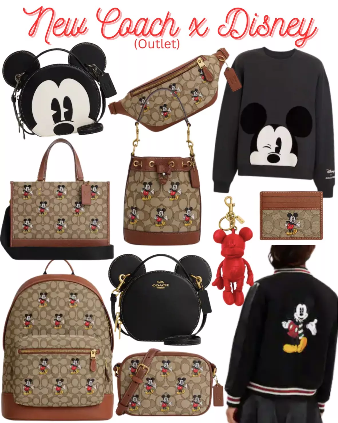 Qoo10 - 【COACH OUTLET】 Coach Disney Disney × COACH Collaboration Mickey  Leathe : Bag & Wallet
