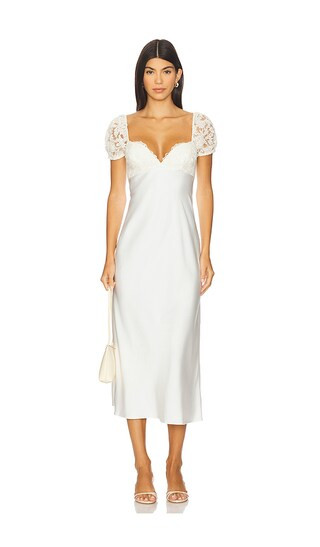 Nicola Midi Dress in Cream | Revolve Clothing (Global)