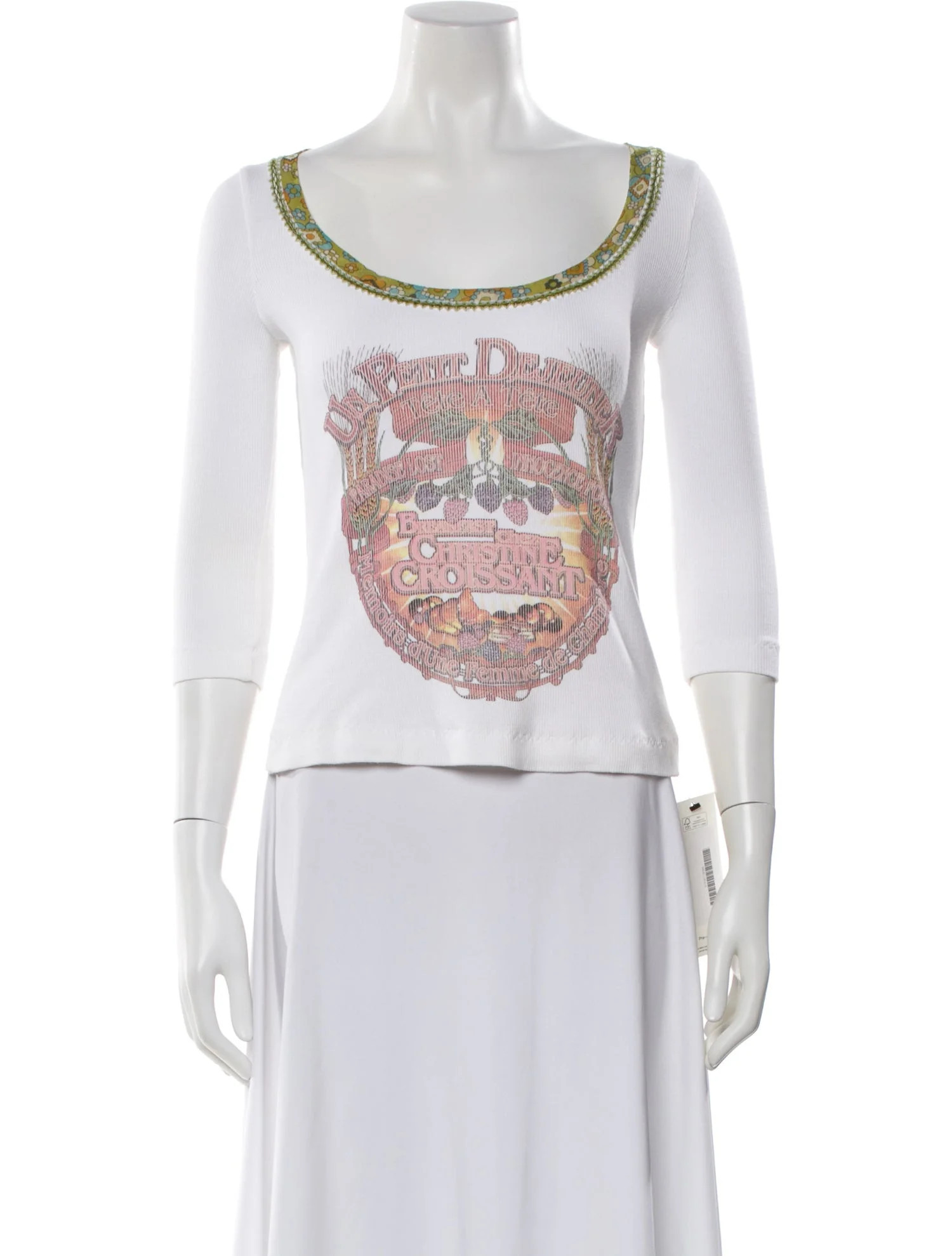D&G Graphic Print Scoop Neck Top - White Tops, Clothing - WDG105315 | The RealReal | The RealReal
