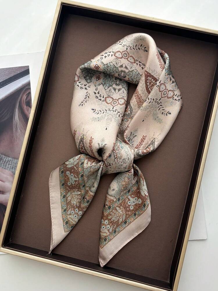 1pc Square Silk Scarf, Women's Satin Printed Headband, Neckerchief, Headwrap, Fashion Ladies Shaw... | SHEIN