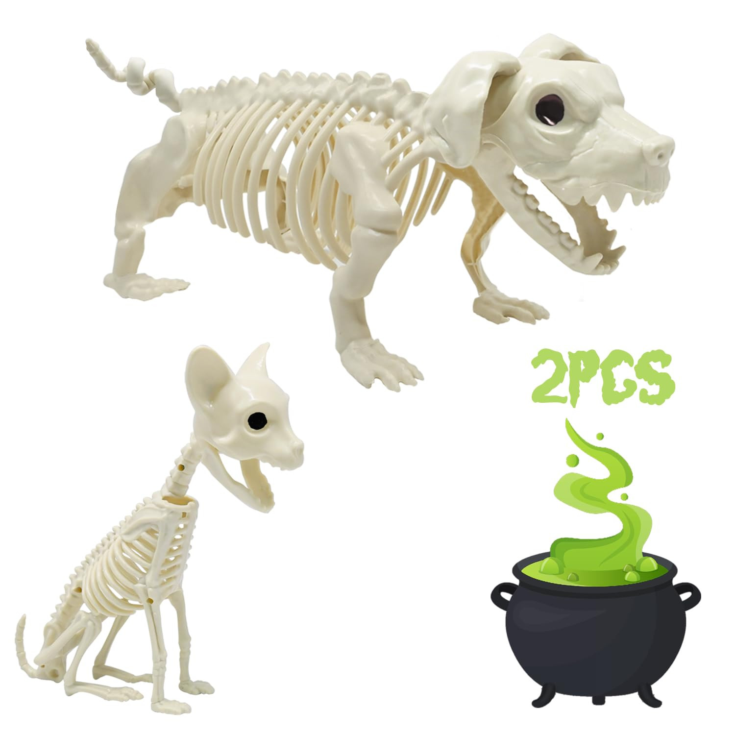 UMEELR Halloween Animal Skeletons, Cats and Dogs Pose-N-Stay Plastic Skeletons for Yard Garden La... | Amazon (US)