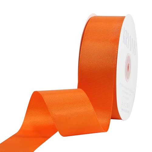 Kryvus Orange Ribbon, Grosgrain Ribbon 1-1/2 Inch x Continuous 50 Yards, Orange Grosgrain Ribbon for Crafts, Gift Wrapping, Hair Accessories, Wedding Decor, Sewing and Bow Making | Amazon (US)