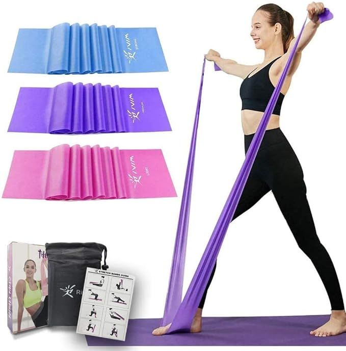 Therapy Flat Resistance Bands Set, Latex Free Flat Exercise Stretch Bands for Stretching, Flexibi... | Amazon (US)