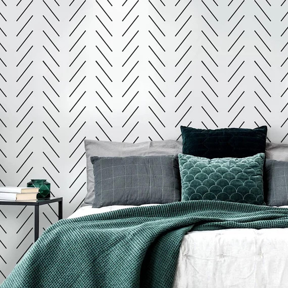 Ella Herringbone Wall Stencil  Geometric Wall Stencil for | Etsy | Etsy (US)