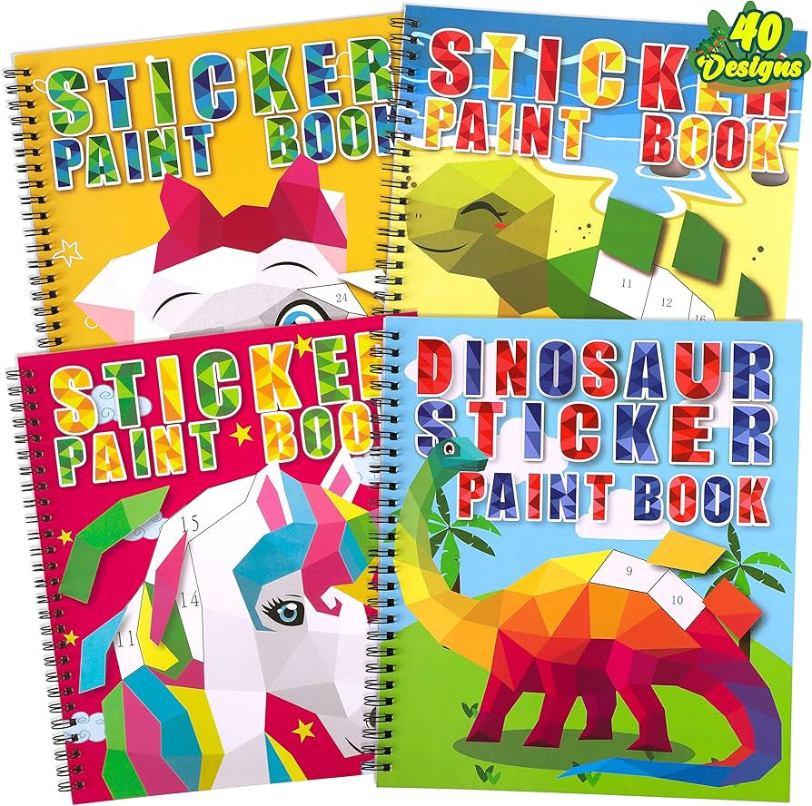 4PCS Crafts for Kids Ages 4-8 Sticker Books - Includes Dinosaur Llama Turtle and More Animal Desi... | Amazon (US)