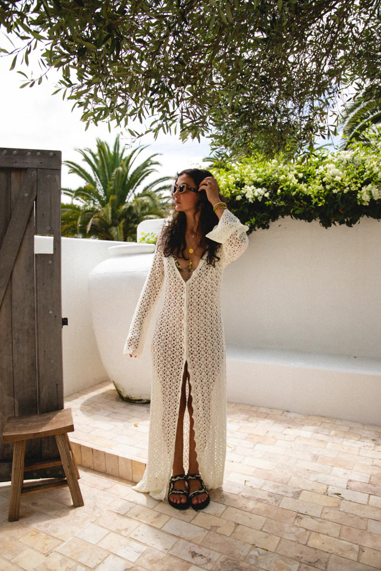 VRG GRL Beach To Bar Knit Maxi Dress // White | VRG Grl