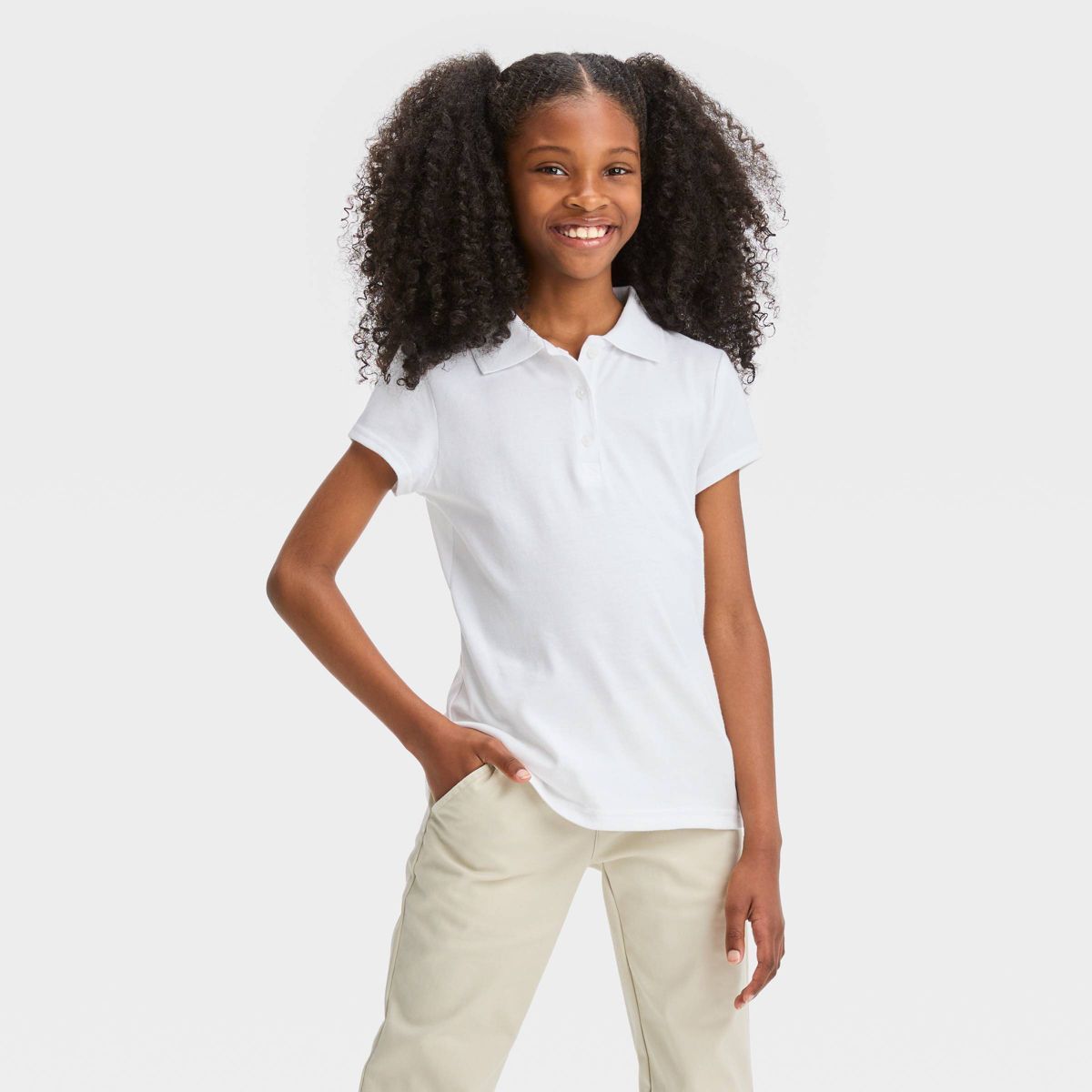 Girls' Jersey Short Sleeve Uniform Polo T-Shirt - Cat & Jack™ | Target