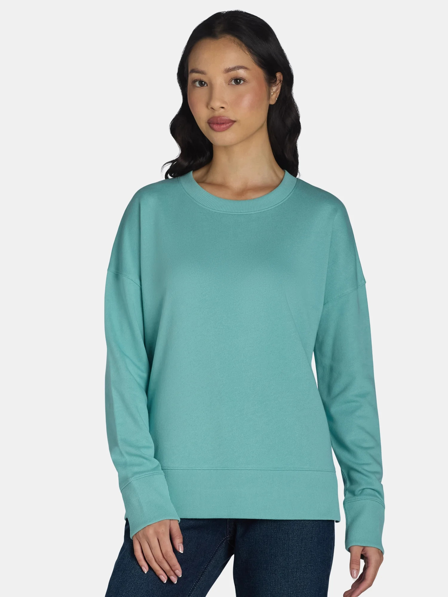 Time and Tru Women's Crewneck Sweatshirt with High-Low Hem, Sizes XS -4X - Walmart.com | Walmart (US)