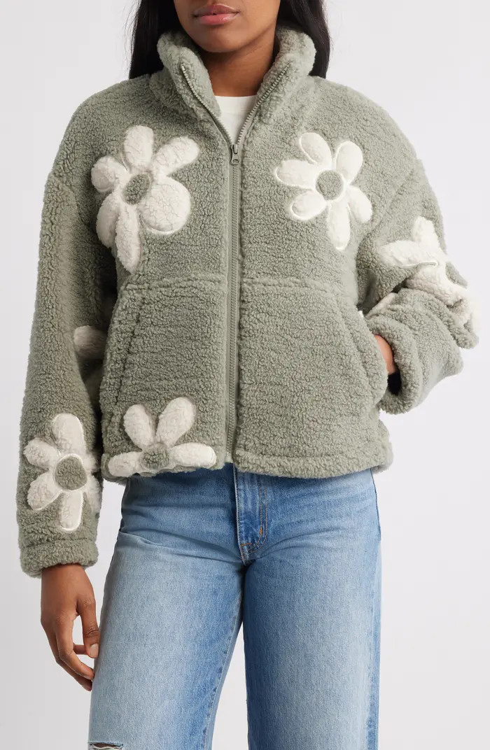 Thread & Supply High Pile Fleece Floral Jacket | Nordstrom | Nordstrom