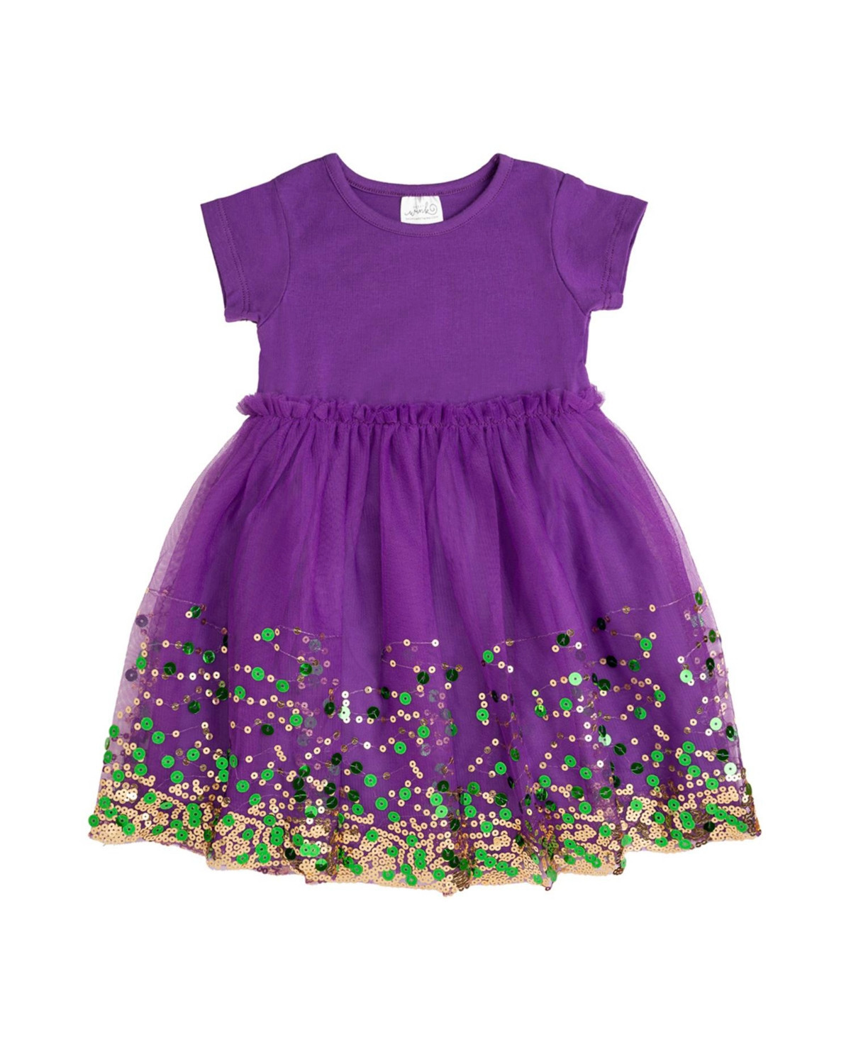 Sweet Wink Little Girls Mardi Gras Confetti Short Sleeve Tutu Dress - Purple | Macy's
