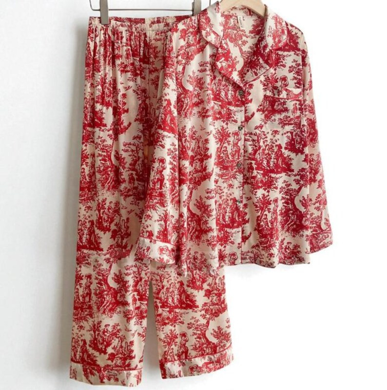 Floral Satin Pajama Set: Cottagecore Loungewear Sleepwear - Etsy | Etsy (US)