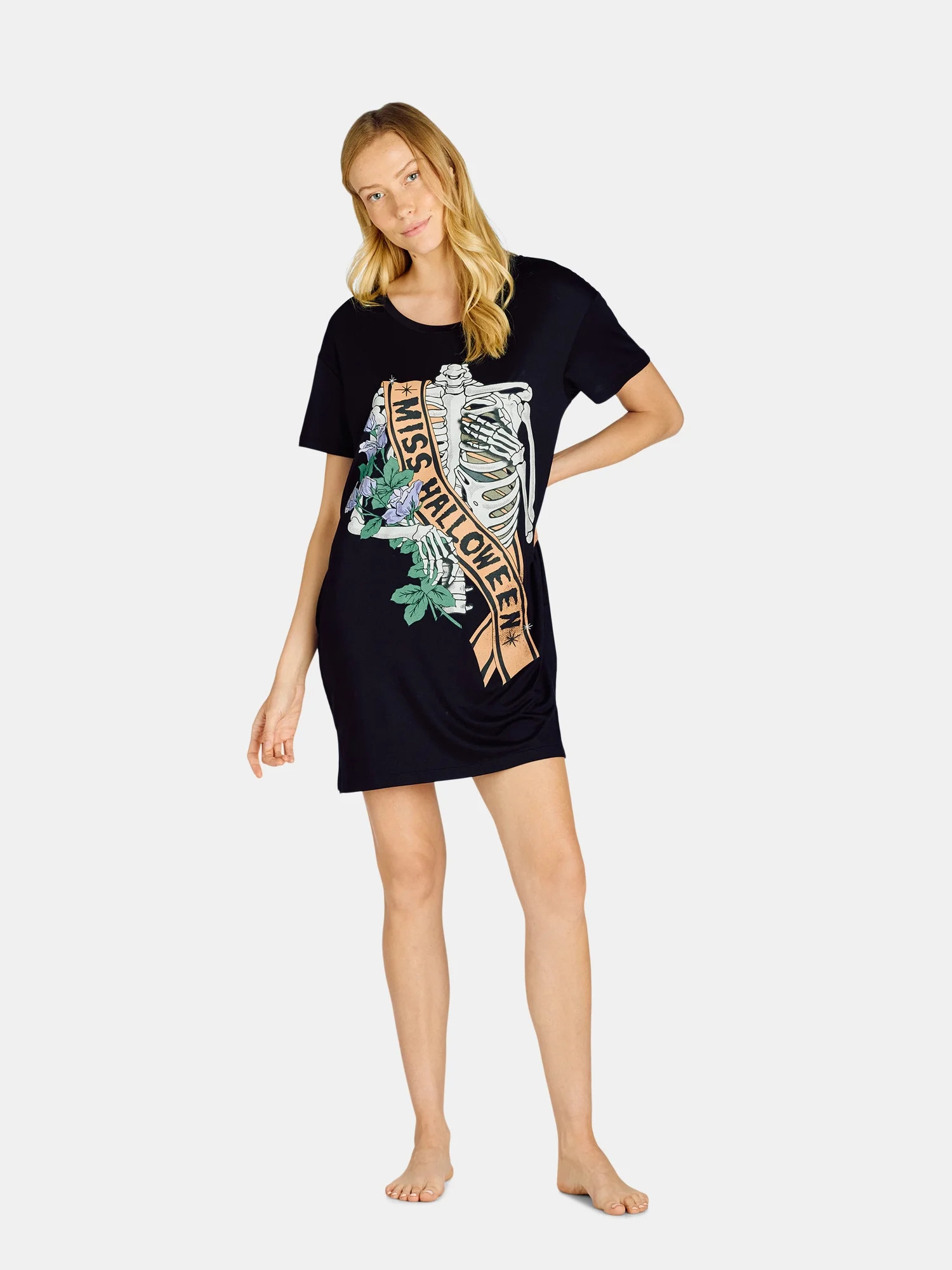 Women's Halloween Skeleton Sleepshirt Top by Way to Celebrate | Walmart (US)
