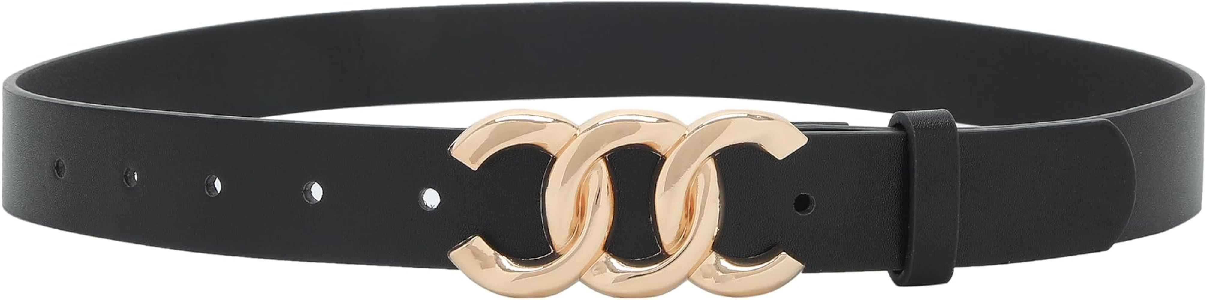 Earnda 2 Pack Women Belts for Jeans Dresses Fashion Gold Buckle Ladies Waist Belt Faux Leather Si... | Amazon (US)