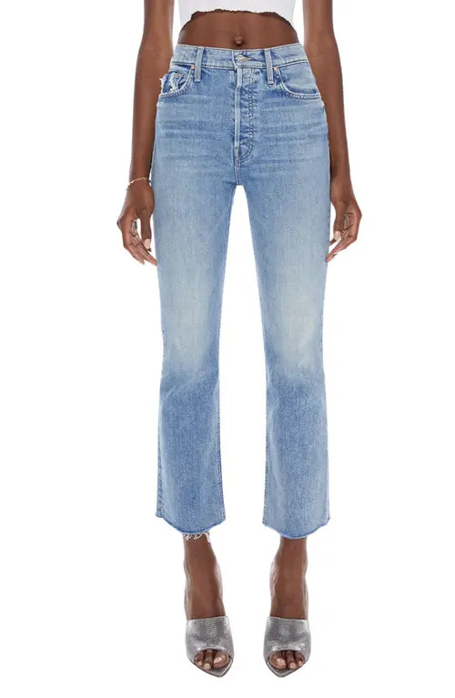 MOTHER The Tripper High Waist Flood Frayed Flare Jeans in Left In The Dust at Nordstrom, Size 32 | Nordstrom