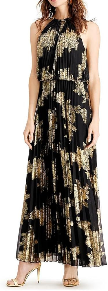 MSK Womens Petites Metallic Blouson Maxi Dress Black 8P | Amazon (US)