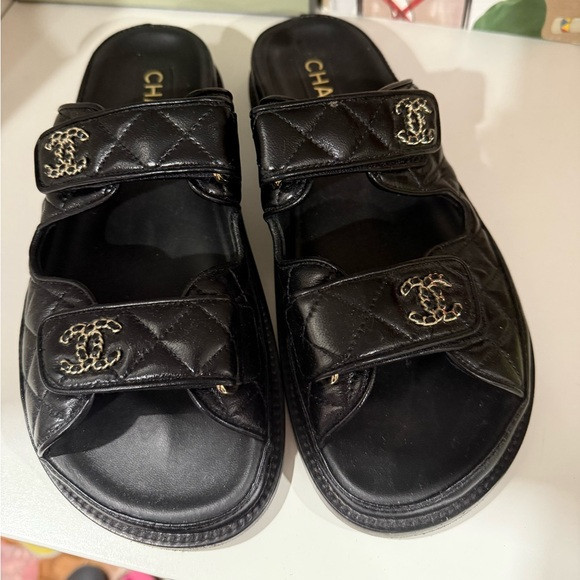 Chanel slip on dad sandals - size 37.5, amazing condition | Poshmark