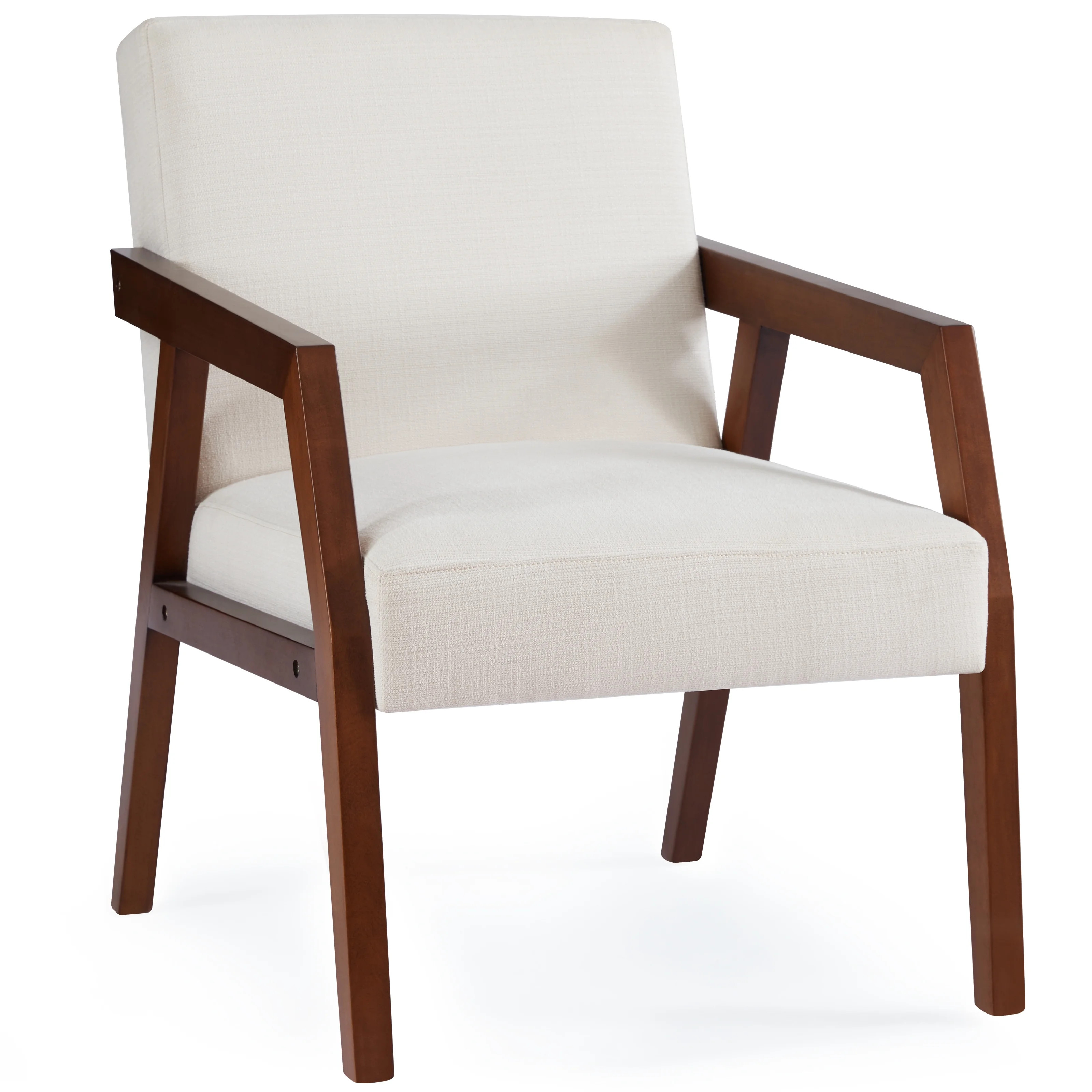 HUIMO Accent Chair, Wooden Arm Chair, Mid-Century Modern Chairs, Elegant Upholstered Chair for Li... | Walmart (US)