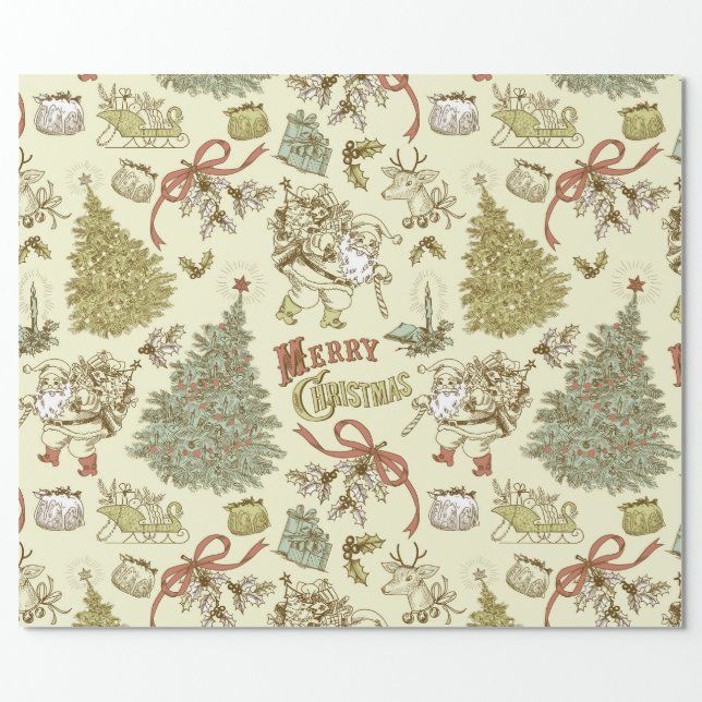 Vintage Christmas Pattern Wrapping Paper | Zazzle