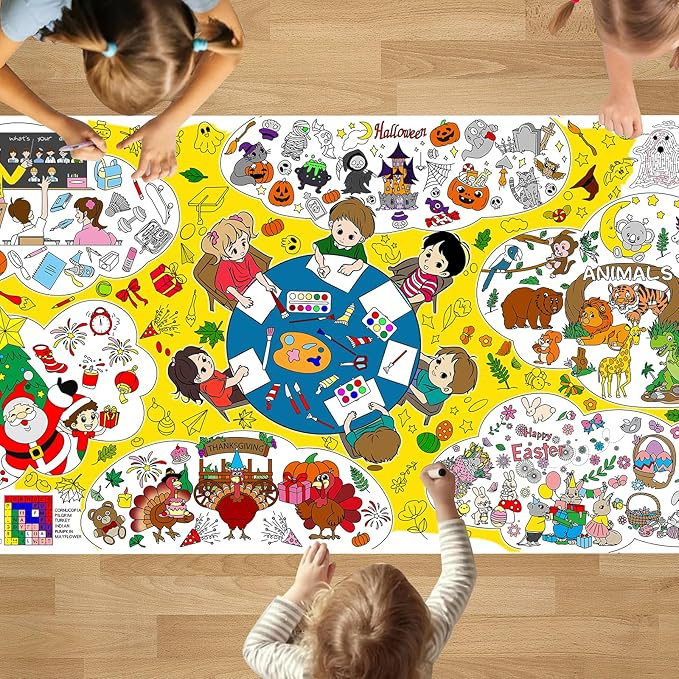 PADTIC Giant Coloring Poster,35x72 inches Multiple Theme Coloring Tablecloth,DIY Thanksgiving,Chr... | Amazon (US)