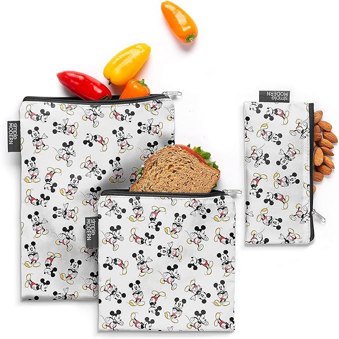 Simple Modern Reusable Snack Bags Sandwich Bag for Kids Food Storage, Ellie 3 Pack Disney: Mickey... | Amazon (US)