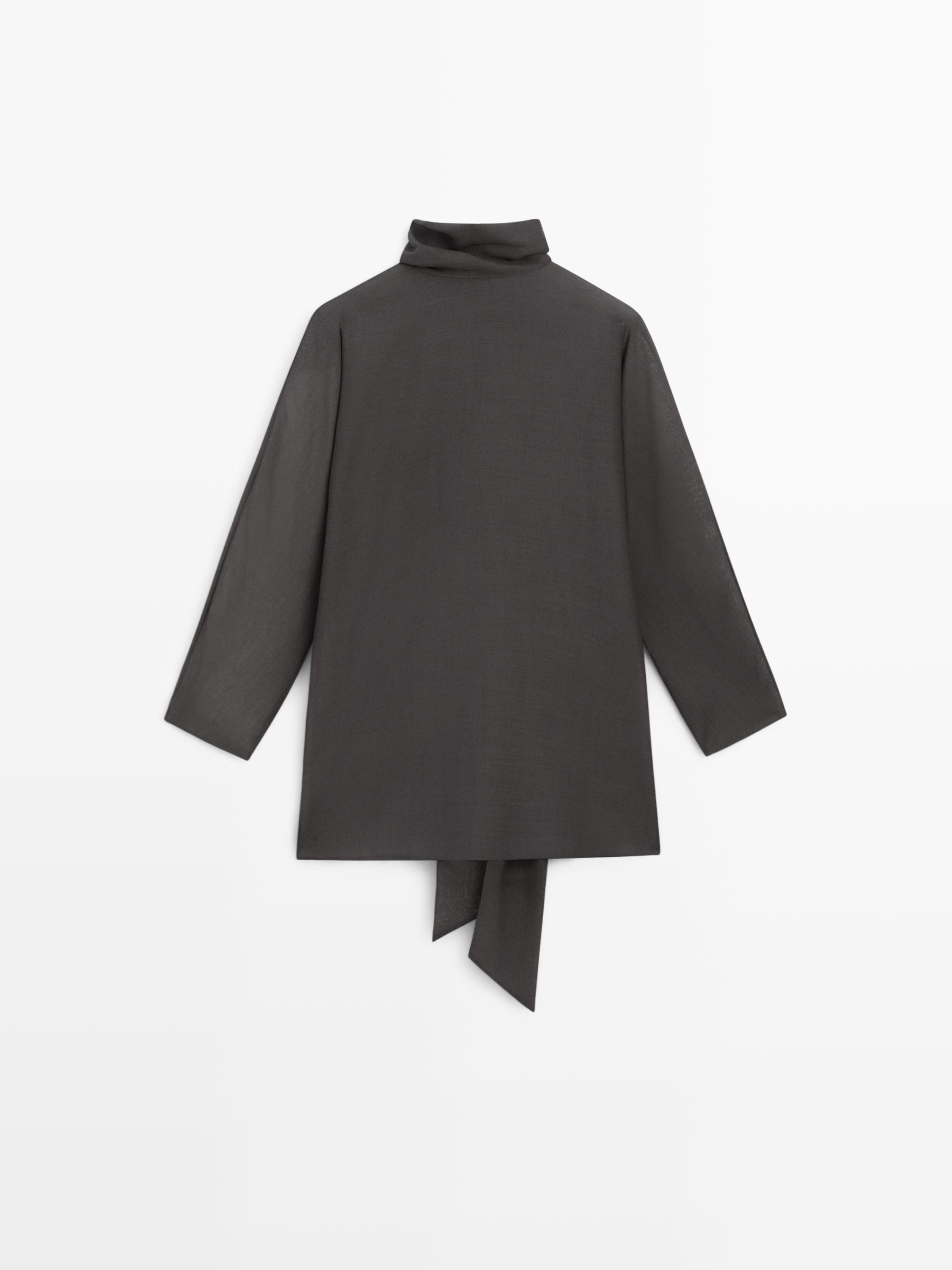 Flowing blouse with tie detail - STUDIO | Massimo Dutti UK