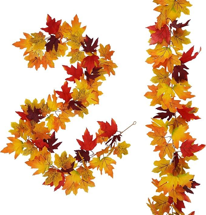 Artmag 2 Pack Fall Leaf Garland, Artificial Maple Leaves Garland 5.9Ft Fall Hanging Vines Plant T... | Amazon (CA)