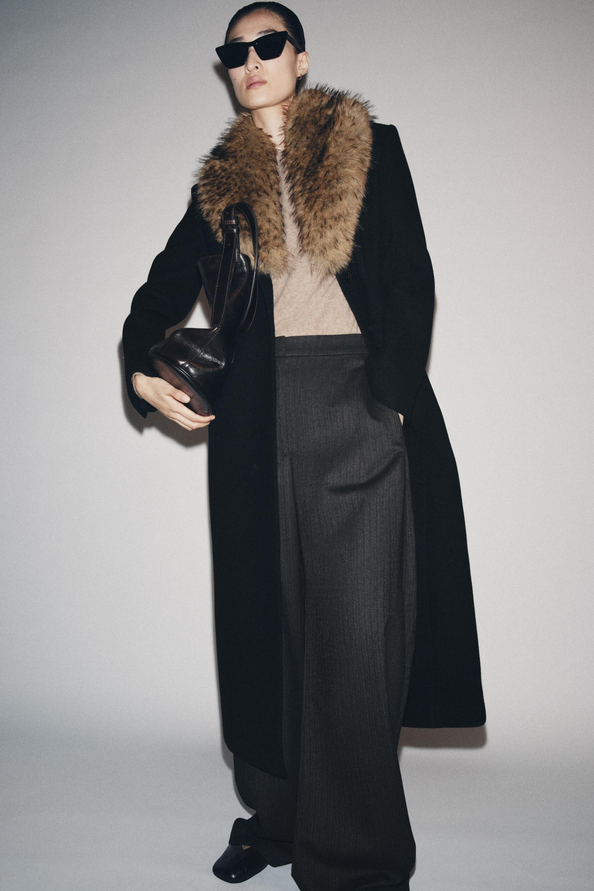 WOOL BLEND COAT WITH FAUX FUR COLLAR ZW COLLECTION | Zara US