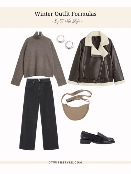 Winter Outfit Formula - aviator jacket brown turtleneck jumper and black denim 🖤

#LTKworkwear #LTKstyletip #LTKSeasonal