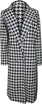 Trench Coats for Women Fashion Houndstooth Print Outwear Elegant Long Cardigans Wool Blend Pea Co... | Amazon (US)