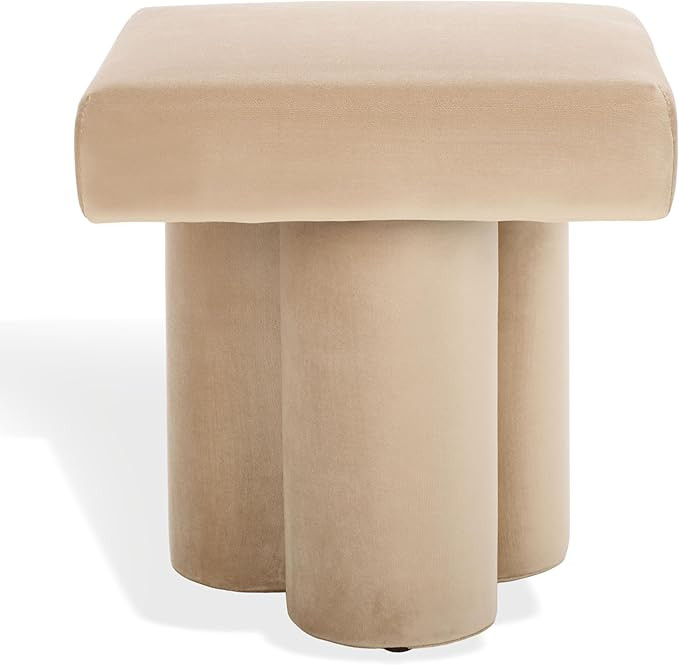SAFAVIEH Couture Collection Deangelo Mid-Century Modern Light Brown Velvet Ottoman (Fully Assembl... | Amazon (US)