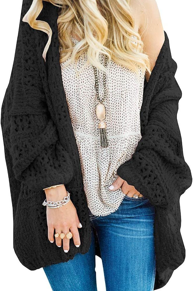 NENONA Women's Open Front Chunky Knit Oversized Boho Popcorn Fuzzy Cardigan Sweaters | Amazon (US)