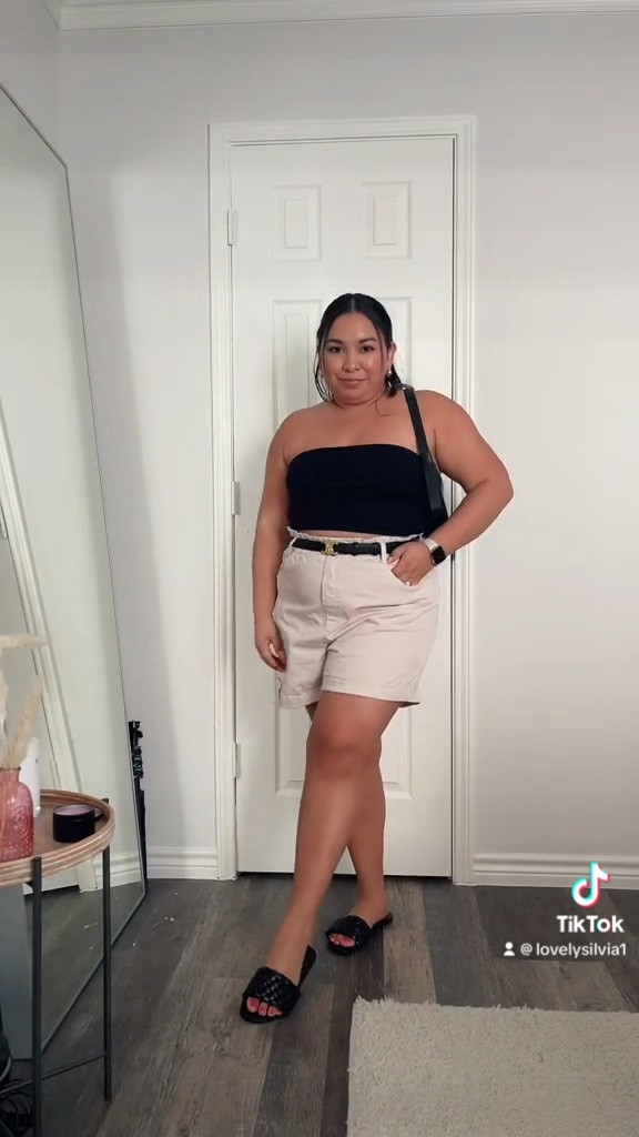 30 Days of Outfits: Day 24 is an outfit I would wear to brunch this summer 🖤 

black tube top, beige shorts, linen shorts, black belt, black sandals, Kate spade handbag, summer outfit, spring outfit 

#LTKstyletip #LTKsalealert #LTKunder50